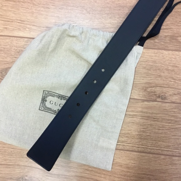 Authentic Gucci Belt Black leather chrome Gucci buckle size 85-34 - Picture 8 of 11